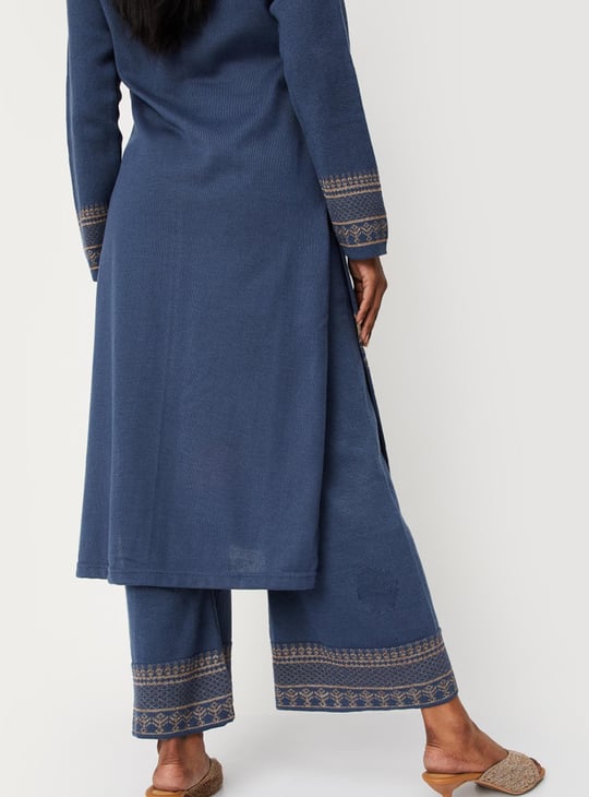 Women Jacquard Knit Winter Palazzos