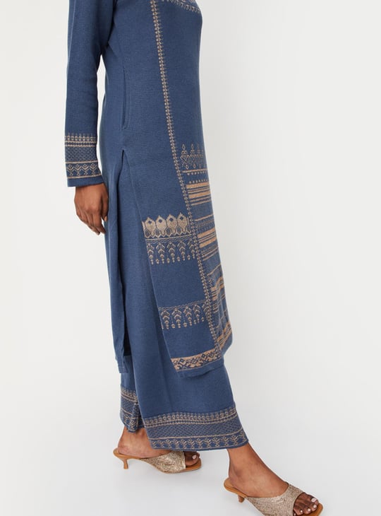 Women Jacquard Knit Winter Palazzos