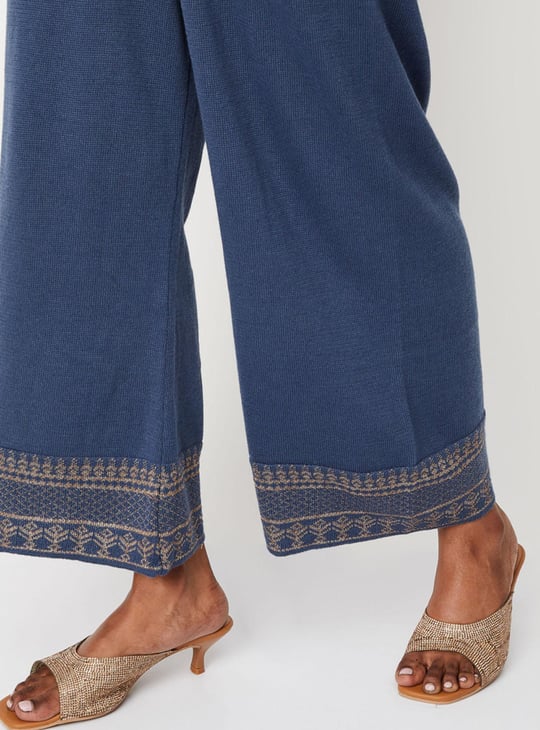 Women Jacquard Knit Winter Palazzos