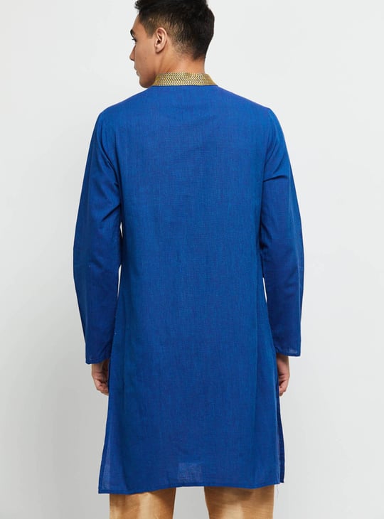 Men Solid Mandarin Collar Long Kurta 