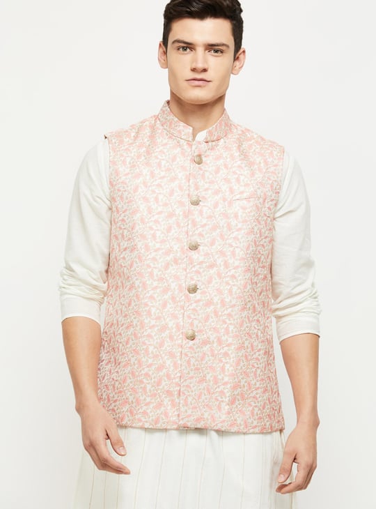 Men Printed Regular Fit Nehru Jacket