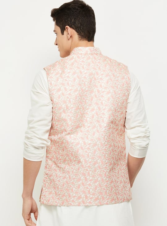 Men Printed Regular Fit Nehru Jacket