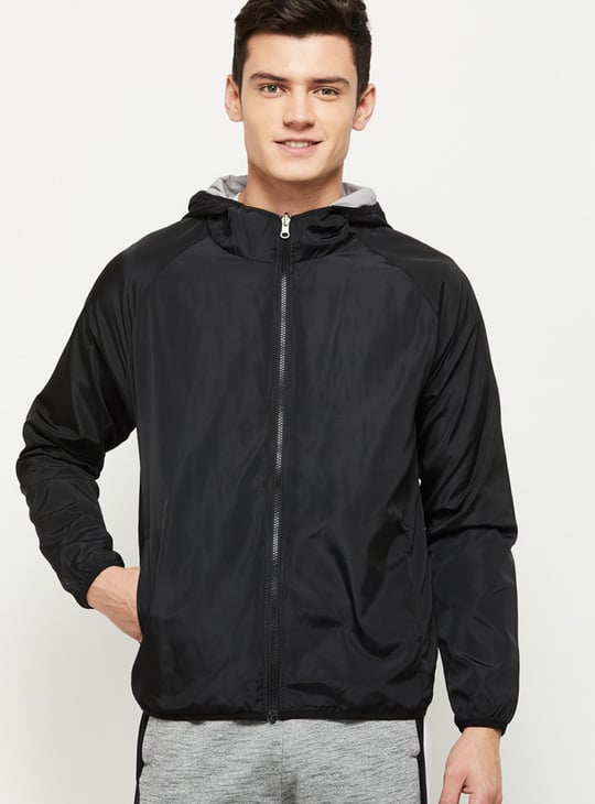 Men Active Reversible Sports Hooded Jacket