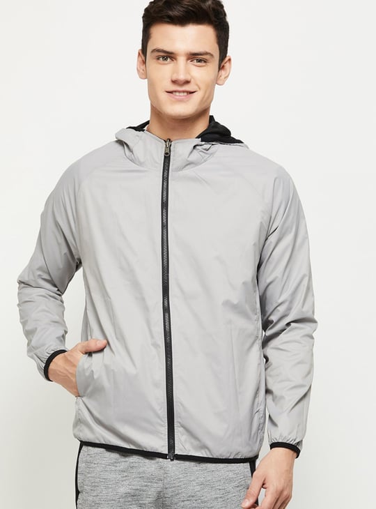 Men Active Reversible Sports Hooded Jacket