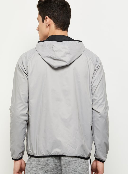 Men Active Reversible Sports Hooded Jacket