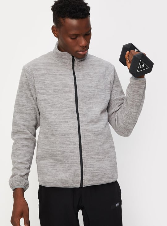 Men Textured High Neck Sweatshirt