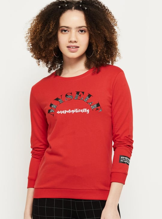 Women Printed Round Neck Sweatshirt