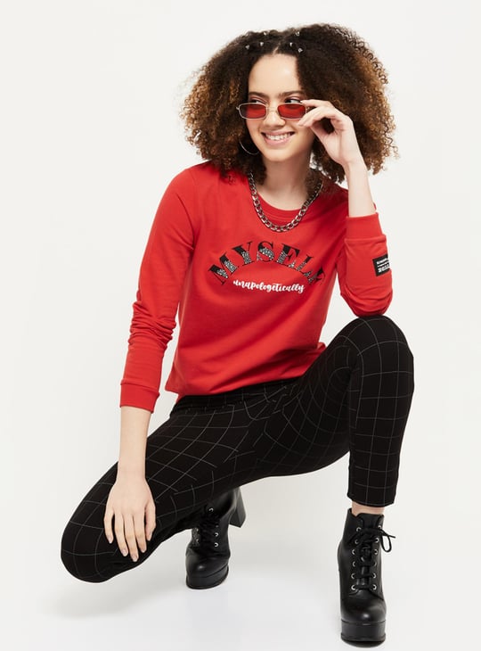 Women Printed Round Neck Sweatshirt