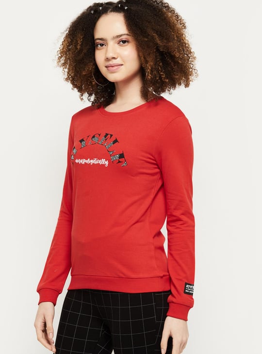 Women Printed Round Neck Sweatshirt