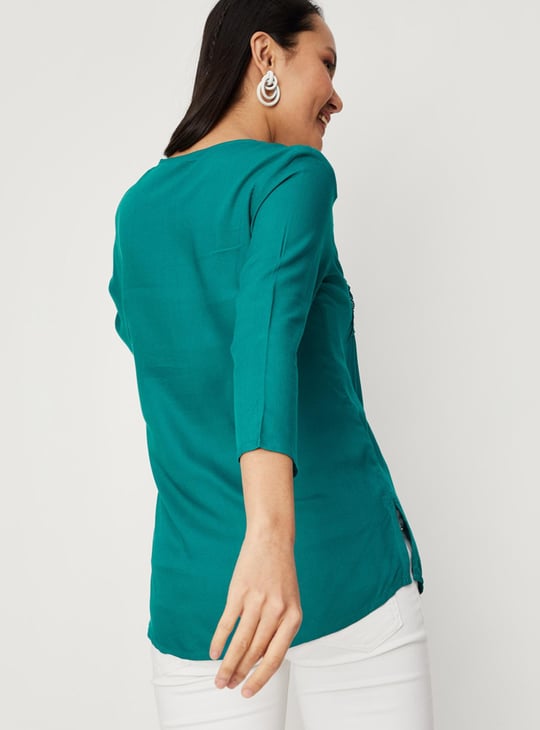 Women Pintuck V-Neck Kurti