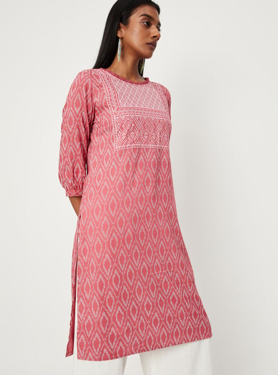 Women Ikat Printed Straight Kurta