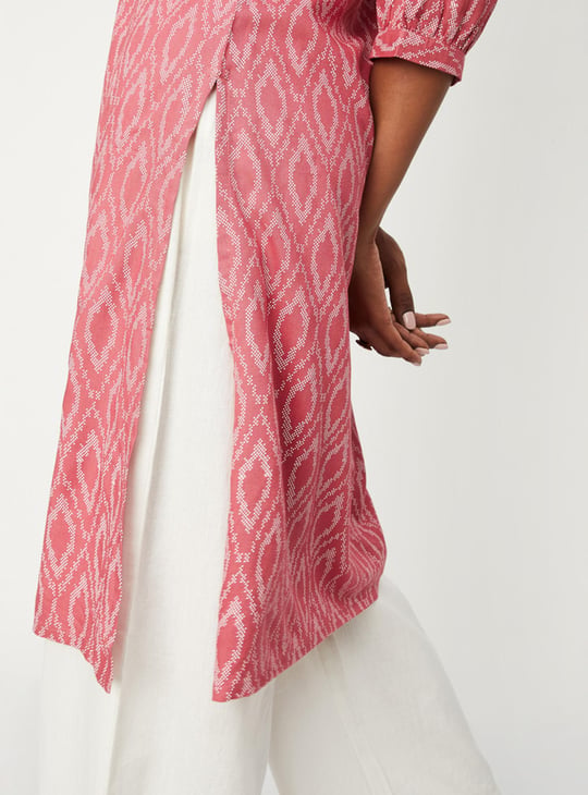 Women Ikat Printed Straight Kurta