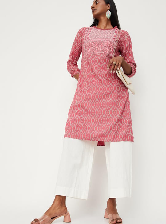 Women Ikat Printed Straight Kurta