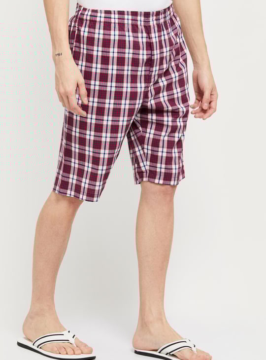 Men Checked Regular Fit Bermuda Shorts 
