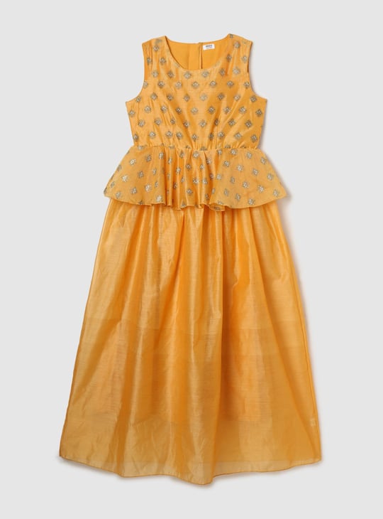 Girls Printed Layered Ethnic Dress | Printed