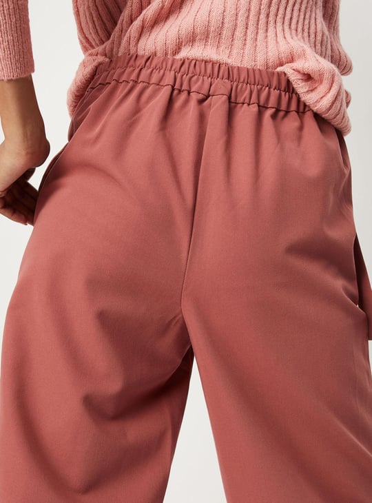 Women Solid Belted Culottes