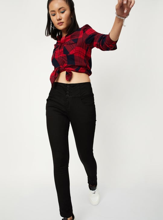 Women Solid 4-Button Skinny Fit Jeans