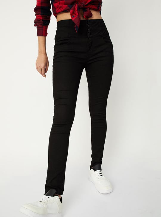 Women Solid 4-Button Skinny Fit Jeans
