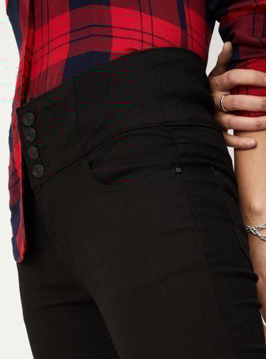 Women Solid 4-Button Skinny Fit Jeans