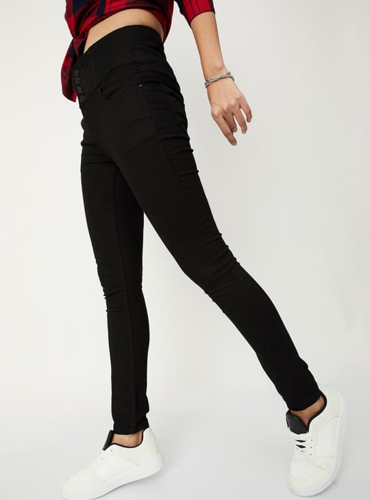 Women Solid 4-Button Skinny Fit Jeans