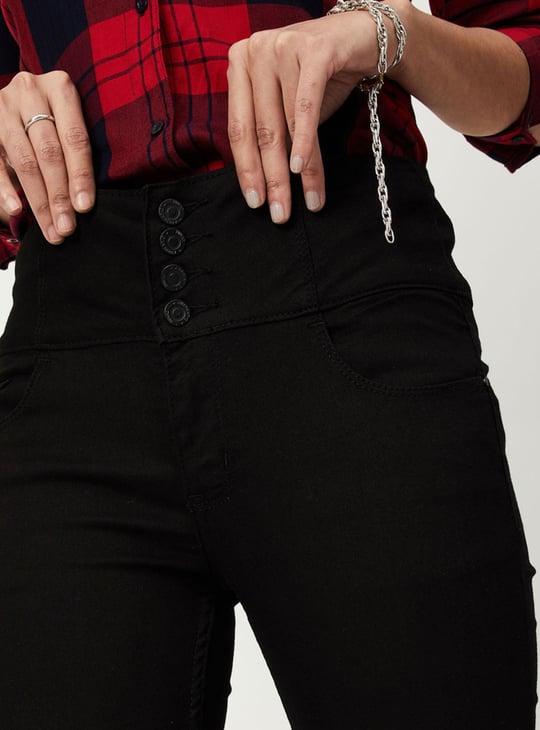 Women Solid 4-Button Skinny Fit Jeans