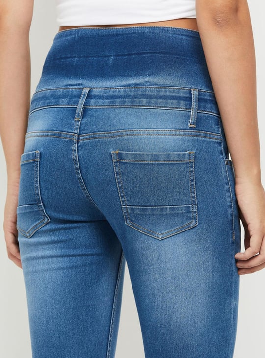 Women Stonewashed Full-Length Skinny Fit Jeans 