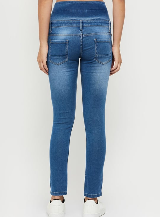 Women Stonewashed Full-Length Skinny Fit Jeans 
