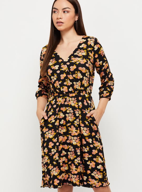 sachin and babi light blue dress Dark Green Dress with Three-Quarter Sleeves