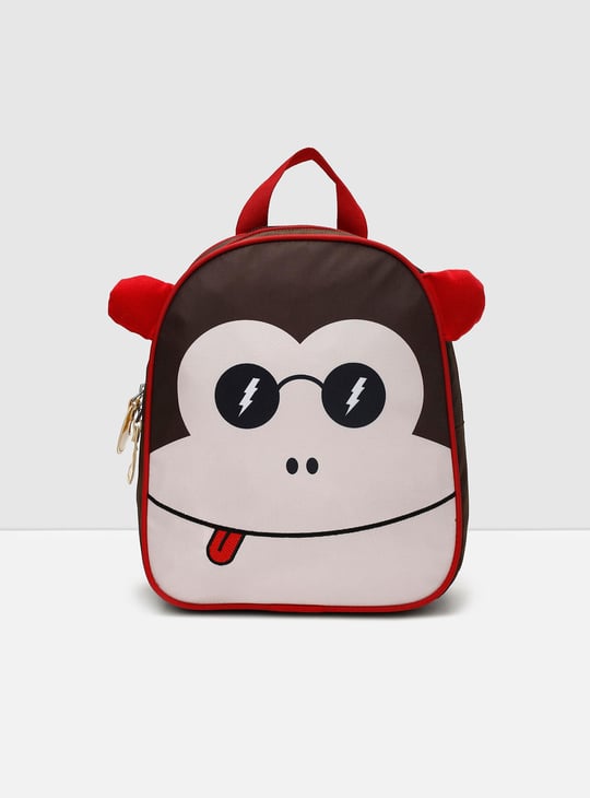 Kids Monkey Printed Zip Closure Backpack
