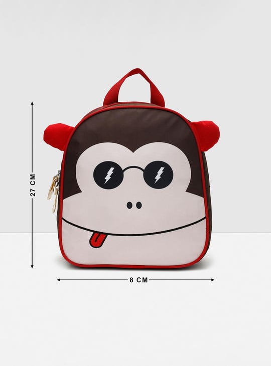 Kids Monkey Printed Zip Closure Backpack