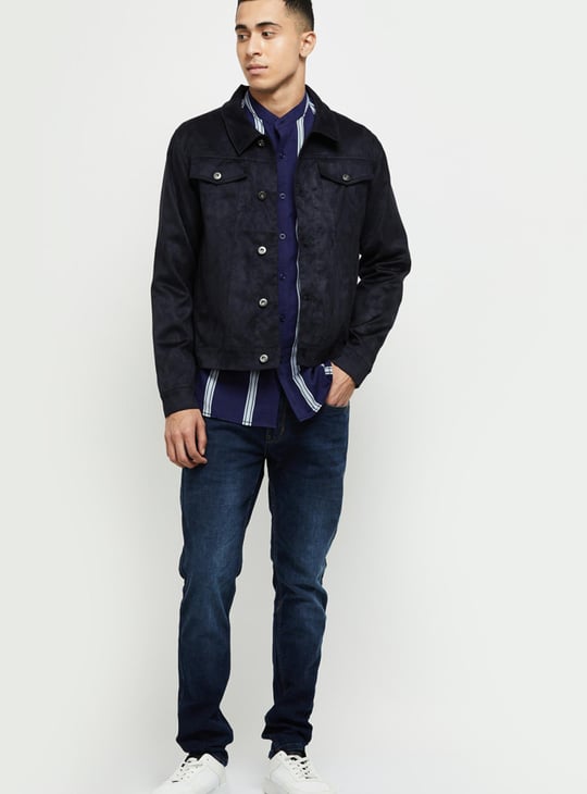 Men Solid Full Sleeves Regular Fit Jacket