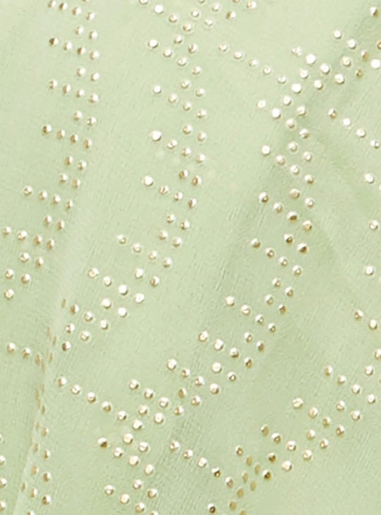 Women Embroidered Pleated Saree with Sleeveless Blouse