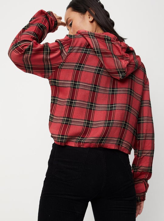 Women Checked Shirt with Hood