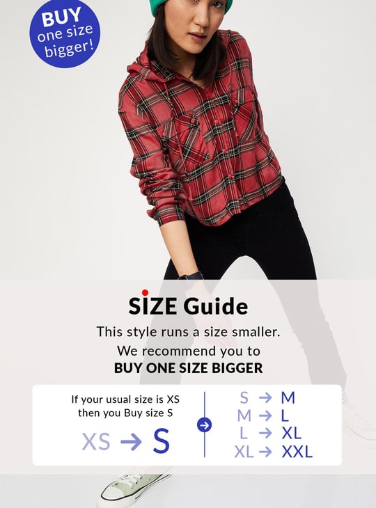 Women Checked Shirt with Hood