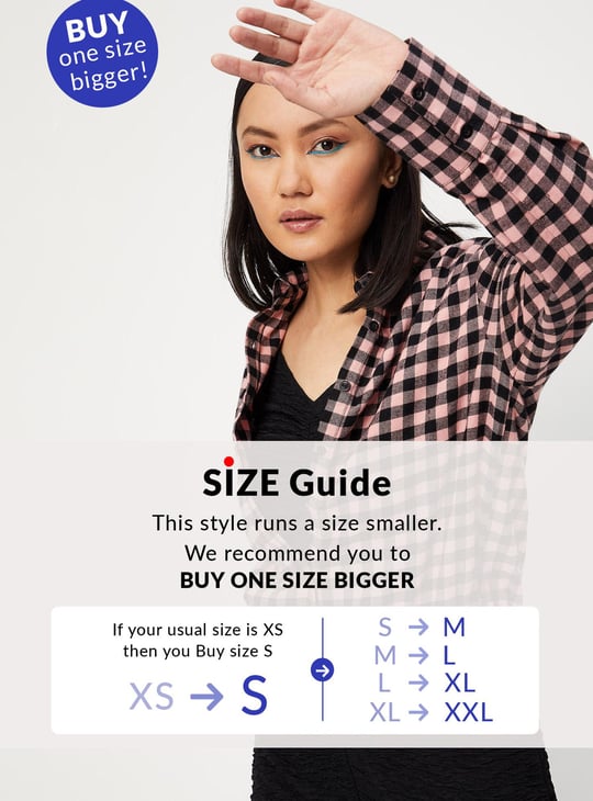 Women Checked Blouson Shirt