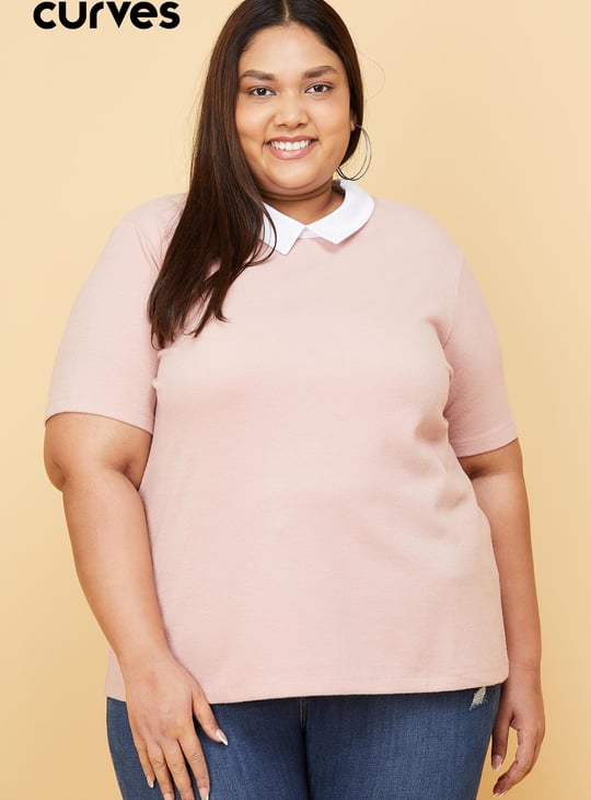 Women Solid Collared Top 