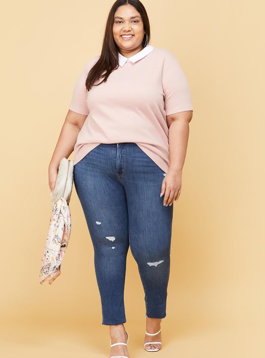 Women Solid Collared Top 