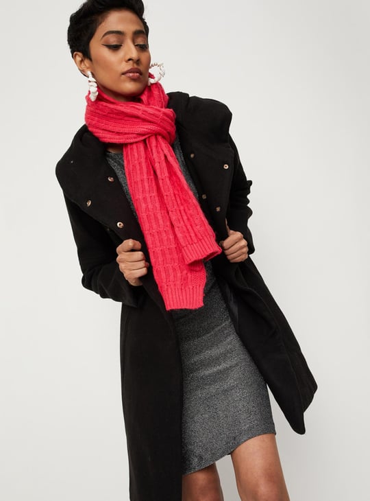 Women Textured Knit Muffler