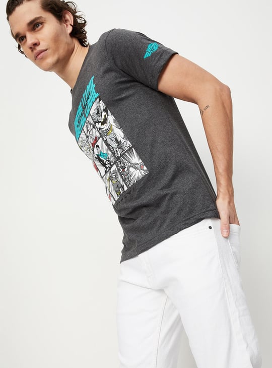 Men Justice League Print Ultra Slim Fit T-shirt