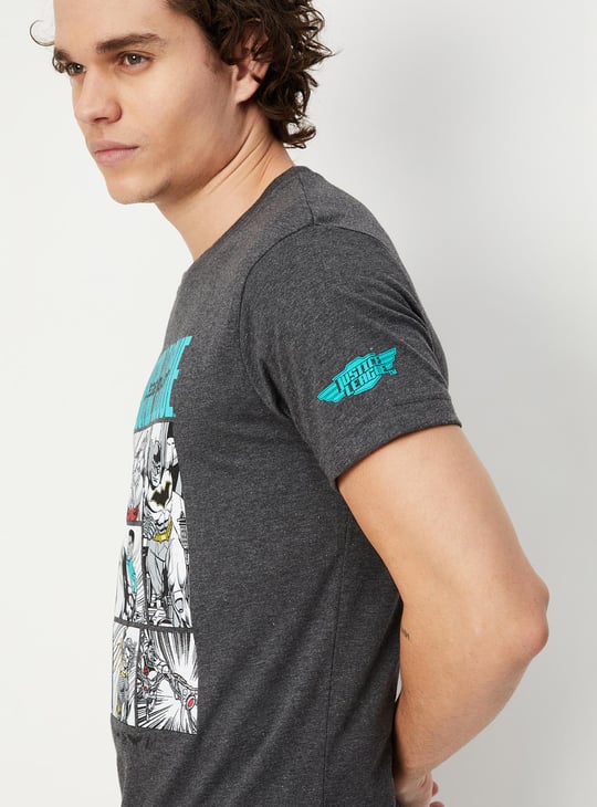 Men Justice League Print Ultra Slim Fit T-shirt
