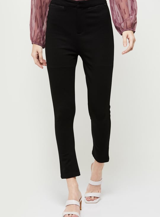 Women Solid Full-Length Elasticated Treggings