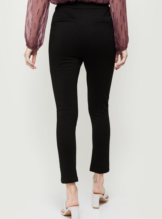 Women Solid Full-Length Elasticated Treggings