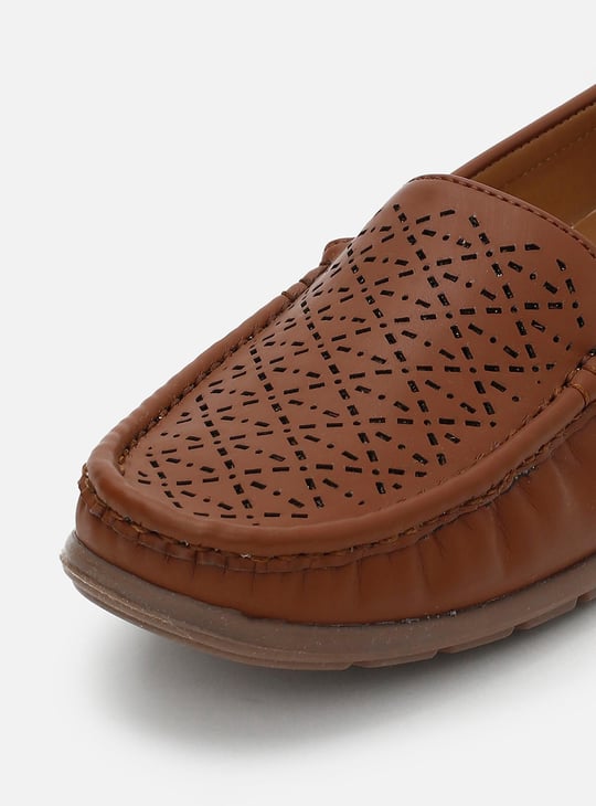Women Laser-Cut Moc Toe Loafers
