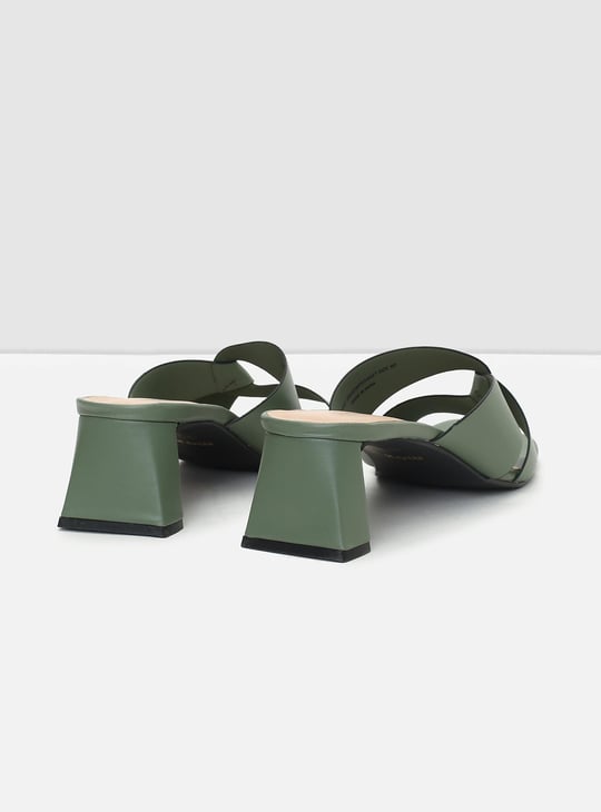 Women Solid Open-Toe Block Heel Sandals