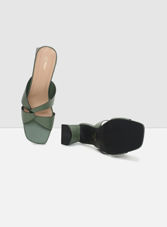 Women Solid Open-Toe Block Heel Sandals