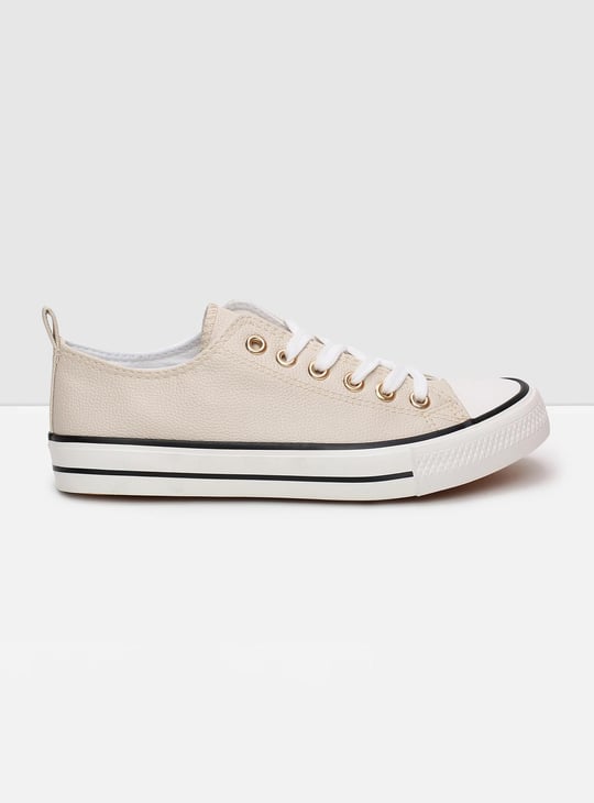 Women Solid Lace Up Canvas Shoes