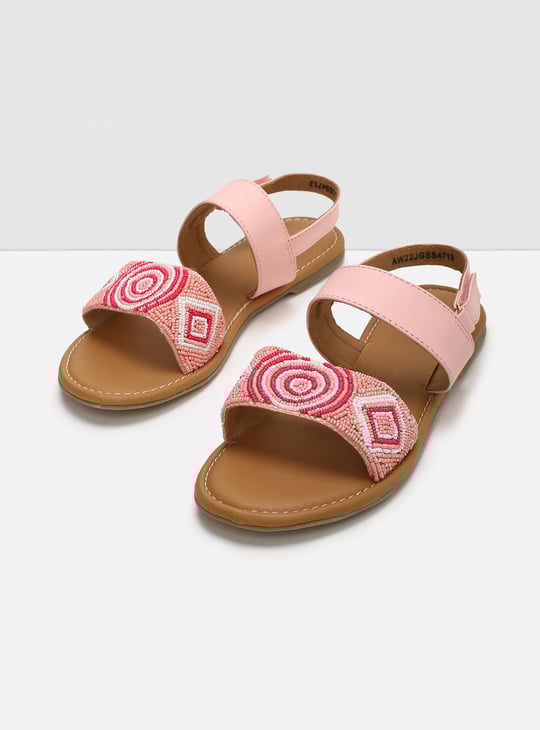 Girls Embellished Velcro Closure Sandals