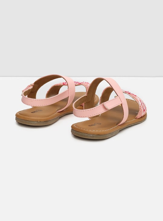 Girls Embellished Velcro Closure Sandals