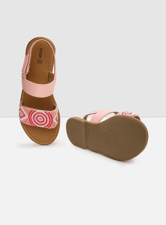 Girls Embellished Velcro Closure Sandals