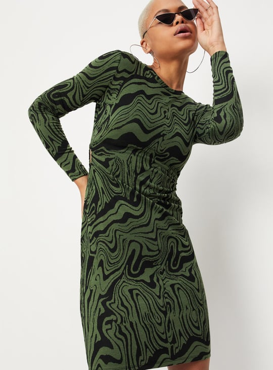 Women Abstract Printed Cut-Out Dress